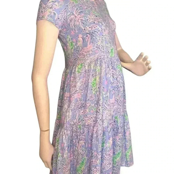 Lily Pulitzer Geanna Short Sleeve Dress Blue Peri The Turtle. - Picture 6 of 10